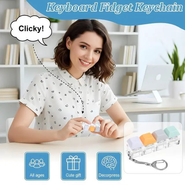 Alt view image 7 of 7 - Keyboard Fidget Clicker, Keyboard Fidget Keychain