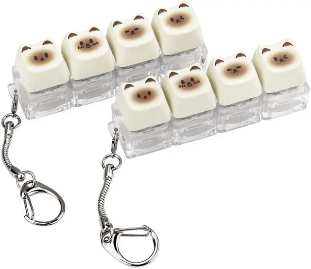 Main image of 2 Pack Cute Cat Keyboard Fidget Toy Clicky, Creamy Stress Relief Fidget Clicker Keychain Quiet Fidget Toys for Adults, Boost Focus & Calm Anxiety at Work, Travel Ideal Stress