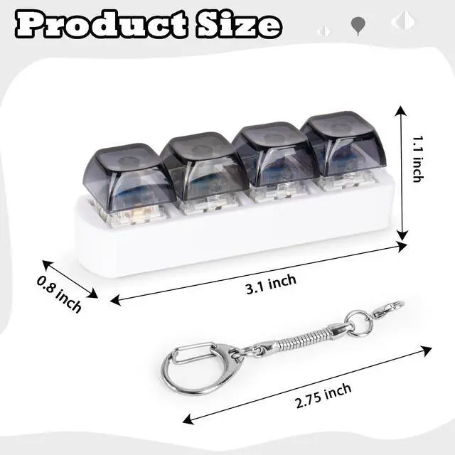 Alt view image 2 of 6 - Keyboard Fidget Toy for Adults Keyboard Clicker with LED Light Keychain Fidget Stress Relief Sensory Toy