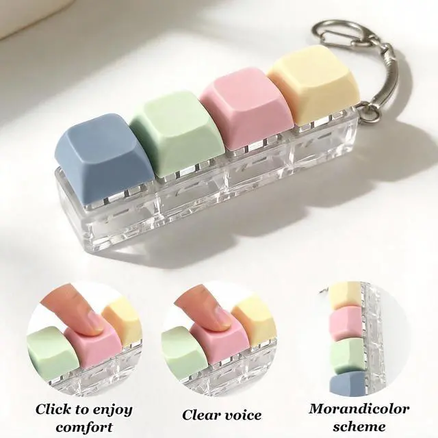 Alt view image 3 of 7 - Keyboard Fidget Keychain Cute Stress Relief Keychain for Anxiety Backpack Charm Accessory Gift for Friend