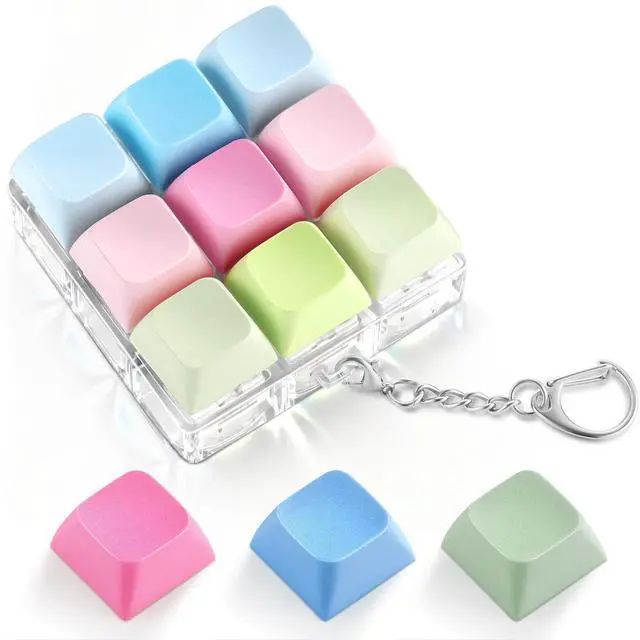 Main image of Keyboard Fidget Toy with 3 Keycaps 9 Key Fidget Keychain Stress Relief