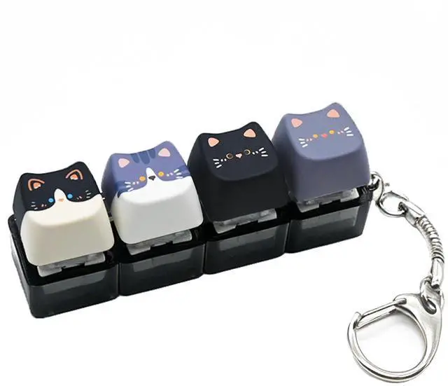 Main image of Keyboard Fidget Clicker Keychain, 4 Cat Keys Clicky Keyboards Fidgets for Adults, Stress Relief Button Finger Keycaps for Anxiety Decompression (Black 1Pcs)