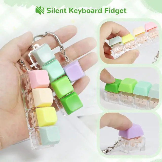 Alt view image 3 of 7 - Keyboard Fidget Toys- 3Pcs Silent Fidget Keyboard Clicker Keyboard Button Quiet Fidget Keychain Decompression Toys for Stress Relief Office Pass The Time or Gift (Style A)