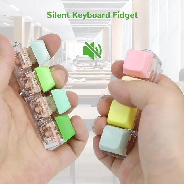 Alt view image 4 of 7 - Keyboard Fidget Toys- 3Pcs Silent Fidget Keyboard Clicker Keyboard Button Quiet Fidget Keychain Decompression Toys for Stress Relief Office Pass The Time or Gift (Style A)