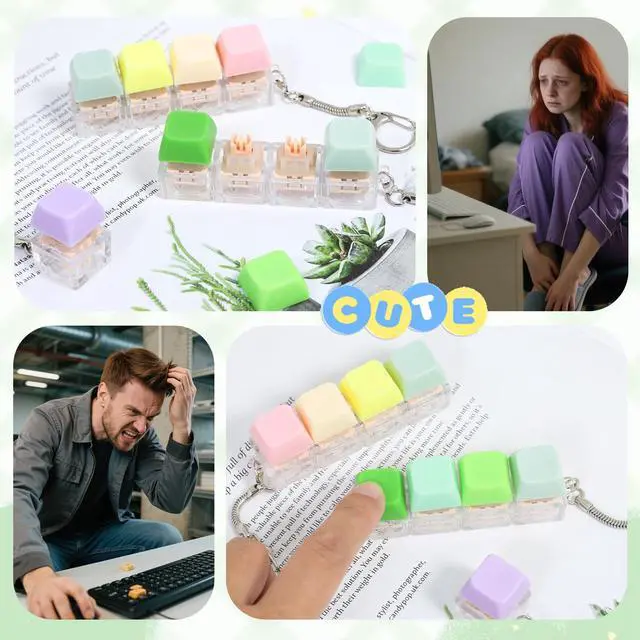 Alt view image 5 of 7 - Keyboard Fidget Toys- 3Pcs Silent Fidget Keyboard Clicker Keyboard Button Quiet Fidget Keychain Decompression Toys for Stress Relief Office Pass The Time or Gift (Style A)