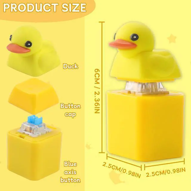Alt view image 2 of 5 - 2Pcs Duck Quacking Fidget Toys Keychain, Ducky Caps Keychains Squeaky