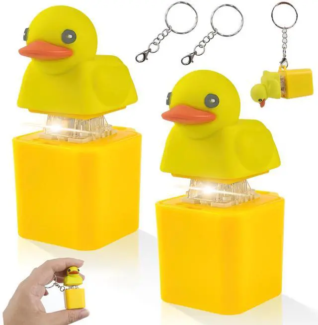 Main image of 2Pcs Duck Quacking Fidget Toys Keychain, Ducky Caps Keychains Squeaky