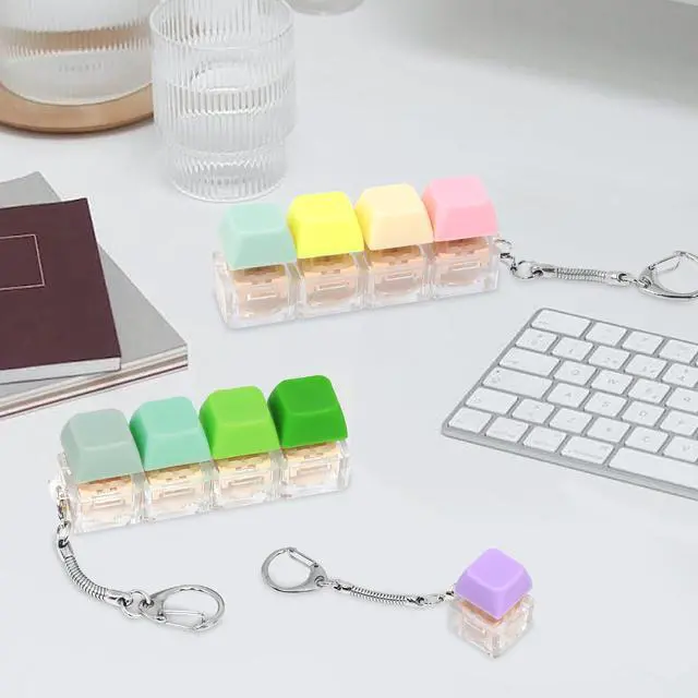 Alt view image 7 of 7 - Keyboard Fidget Toys- 3Pcs Silent Fidget Keyboard Clicker Keyboard Button Quiet Fidget Keychain Decompression Toys for Stress Relief Office Pass The Time or Gift (Style A)