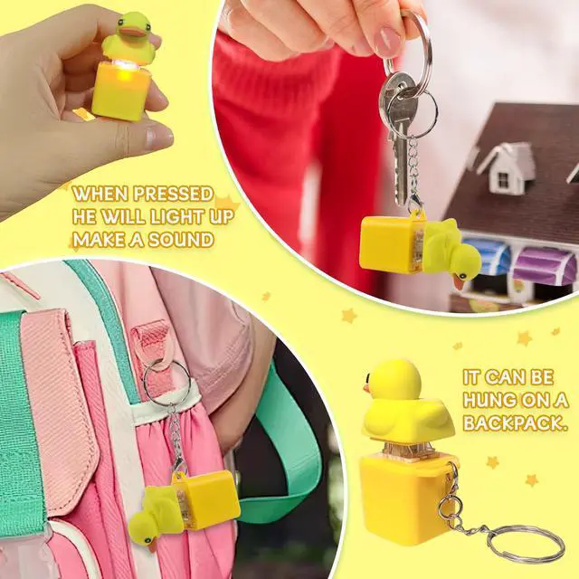 Alt view image 5 of 5 - 2Pcs Duck Quacking Fidget Toys Keychain, Ducky Caps Keychains Squeaky