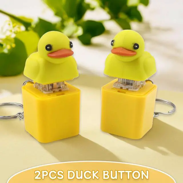 Alt view image 4 of 5 - 2Pcs Duck Quacking Fidget Toys Keychain, Ducky Caps Keychains Squeaky