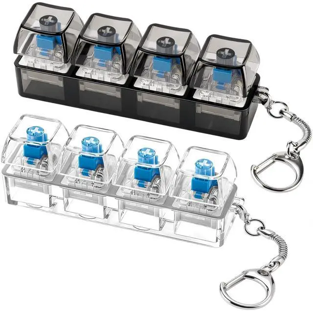 Main image of 2 Pack Keyboard Fidget Toy Finger Clicker with Clear Keycaps Keychain