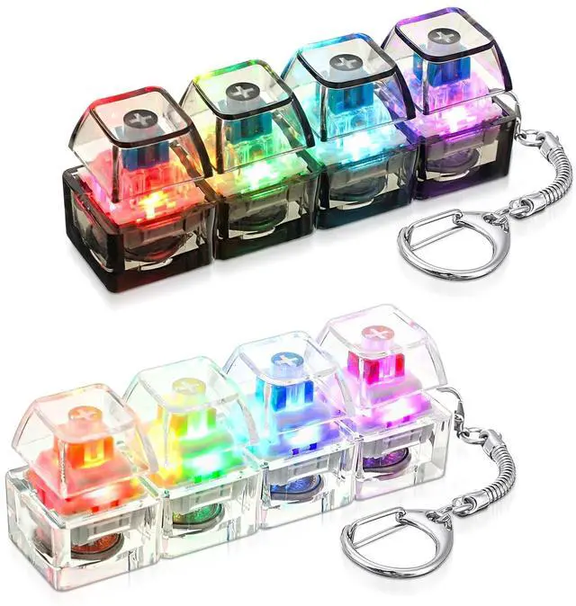 Main image of Keyboard Fidget Toy with LED Light, Clicky and Silent Clicker Keychain Back to School Gift Fidget Mechanical Button Clicker Stress Relief Gift for First Day of School Office Home