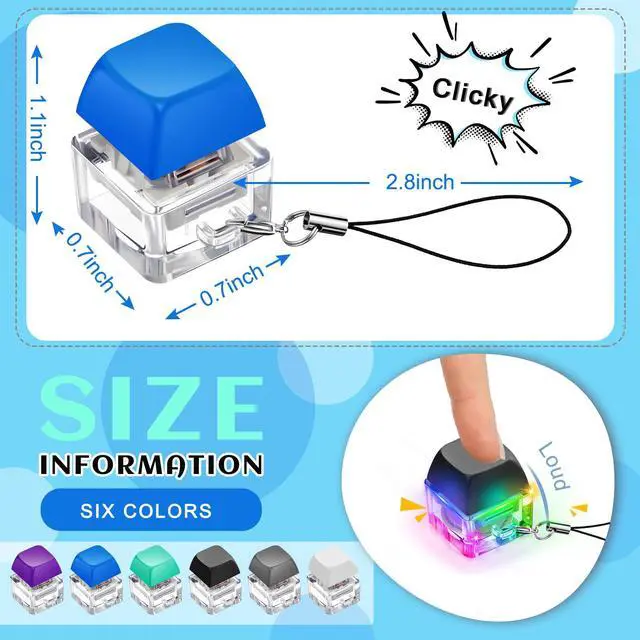 Alt view image 2 of 6 - Keyboard Fidget Toy Decompression Toys Clicker Fidget Keyboard Cube Mechanical Key Button Stress Relief for Adult Gifts to Relief Pass Time(Simple Color)