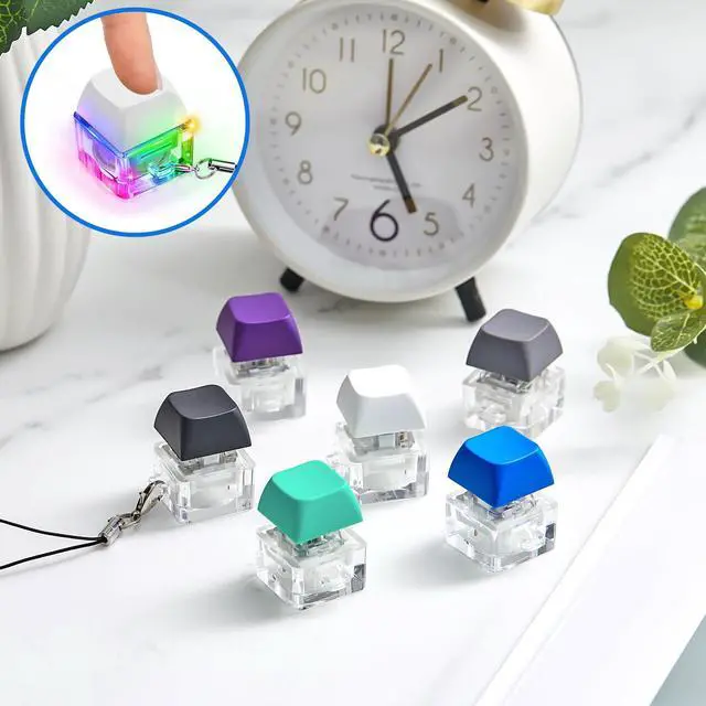 Alt view image 5 of 6 - Keyboard Fidget Toy Decompression Toys Clicker Fidget Keyboard Cube Mechanical Key Button Stress Relief for Adult Gifts to Relief Pass Time(Simple Color)
