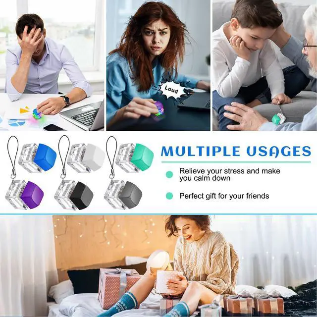 Alt view image 6 of 6 - Keyboard Fidget Toy Decompression Toys Clicker Fidget Keyboard Cube Mechanical Key Button Stress Relief for Adult Gifts to Relief Pass Time(Simple Color)