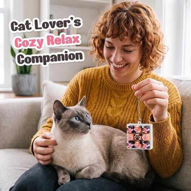 Alt view image 4 of 6 - Cat Paw Keyboard Fidget, 9-in-1 Clicker Keychain with Clicky Sound