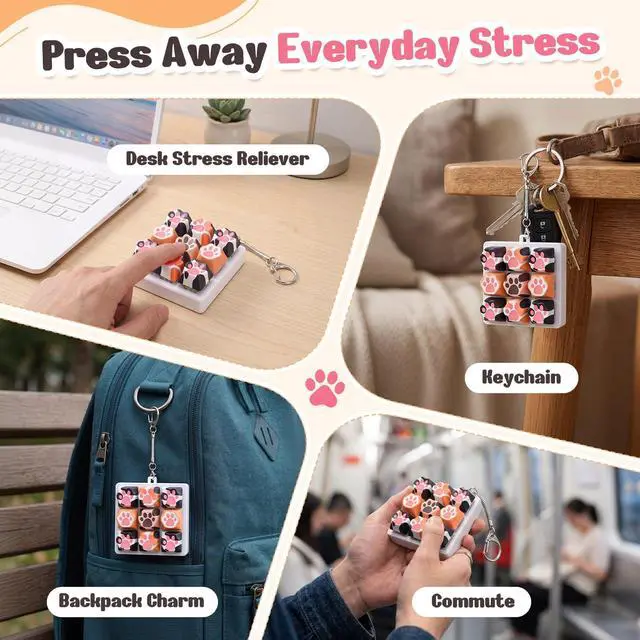 Alt view image 5 of 6 - Cat Paw Keyboard Fidget, 9-in-1 Clicker Keychain with Clicky Sound
