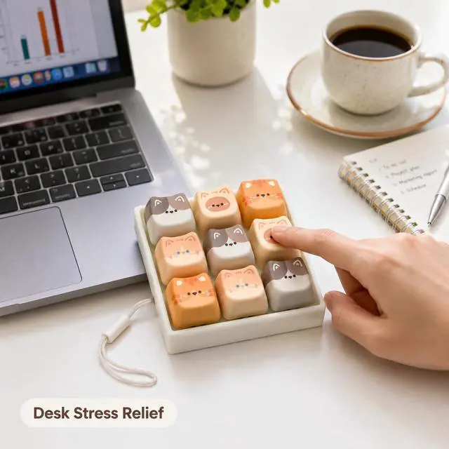 Alt view image 4 of 7 - 2026 New Sound Keyboard Fidget Keychain, Fidget Keyboard for Stress Relief, Sound Keyboard Fidget Clicker for Office,Travel, Anxiety Keyboard Keychain Gift (Cat)