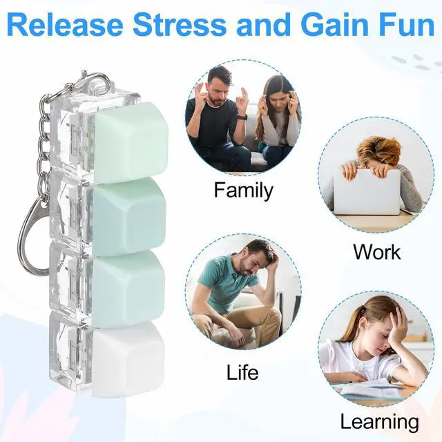 Alt view image 4 of 7 - Keyboard Fidget Toy, Loud Fidget Keyboard Clicker Clicky Creamy Silent Stress Relief Fidgets Clicker Keychain Quiet Fidgets Toys for Adults to Relief Stress, Ideal Stress-Relief Gift