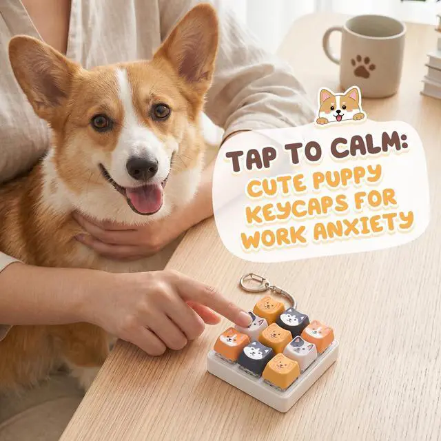 Alt view image 4 of 6 - 9-in-1 Dog Keyboard Fidget Toys for Adults Clicky Keychain