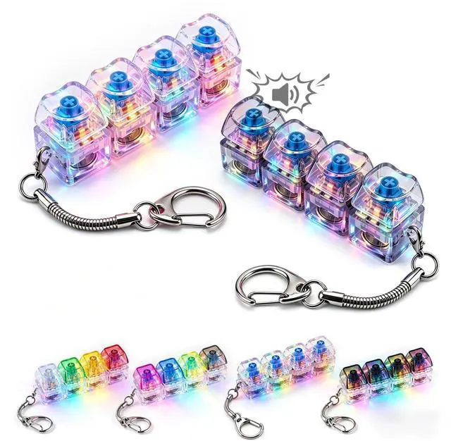 Main image of Led Keyboard Fidget Toy Keychain,4-in-1 Stress Relief Button Finger Clicker