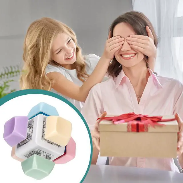 Alt view image 7 of 7 - 2 Pcs Cube Keyboard Fidget Toy, Keyboard Keychain Decompression Toys, Push Bubble Button Sensory Gifts for Stress and Anxiety Relieve (Macaron Colors)