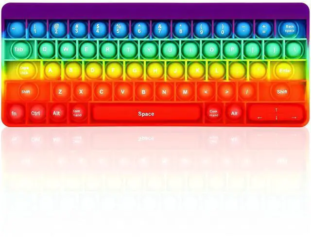 Main image of Rainbow Push Bubble Fidget Toys, Keyboard Shape Squeeze Sensory Toys, Anxiety & Stress Reliever Autism Toy for Kids Adults School Classroom Gift Party Favors