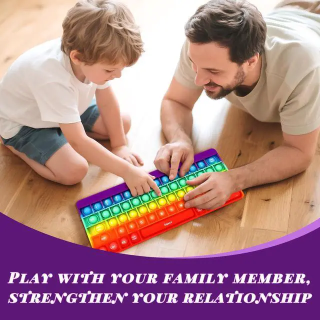 Alt view image 4 of 7 - Rainbow Push Bubble Fidget Toys, Keyboard Shape Squeeze Sensory Toys, Anxiety & Stress Reliever Autism Toy for Kids Adults School Classroom Gift Party Favors