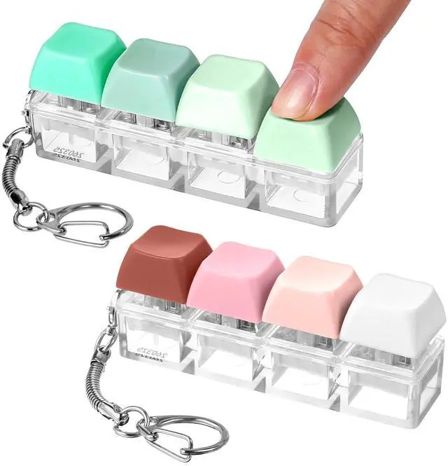 Main image of 2Pcs Keyboard Fidget Toy, Keyboard Fidget Keychain 4-in-1 Keyboards Decompression Button Finger Clicker Toys, Sensory Fun Toys Button Stress Relief Fidgets Gifts to Relieve Stress for Adults