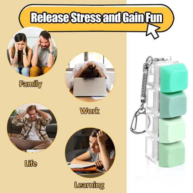 Alt view image 3 of 6 - 2Pcs Keyboard Fidget Toy, Keyboard Fidget Keychain 4-in-1 Keyboards Decompression Button Finger Clicker Toys, Sensory Fun Toys Button Stress Relief Fidgets Gifts to Relieve Stress for Adults