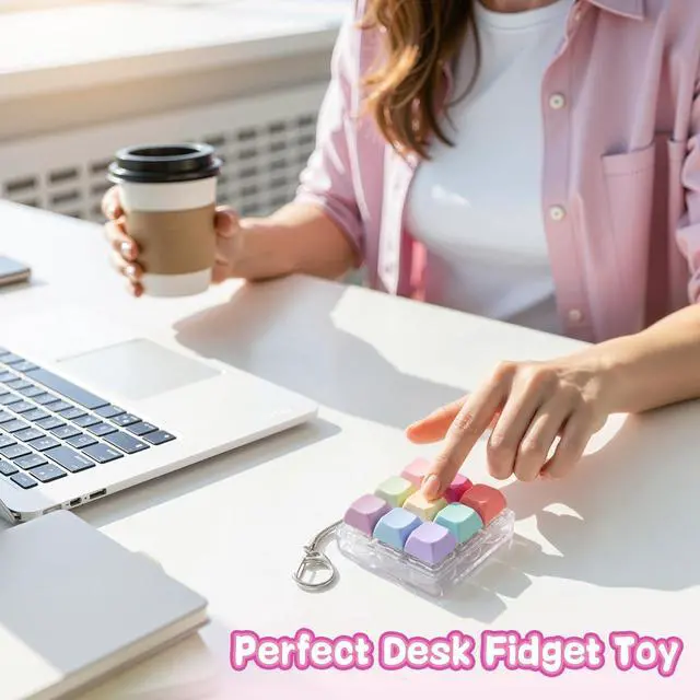 Alt view image 4 of 6 - Keyboard Fidget Toys for Adults, 9-in-1 Clicker Fidget Keychain