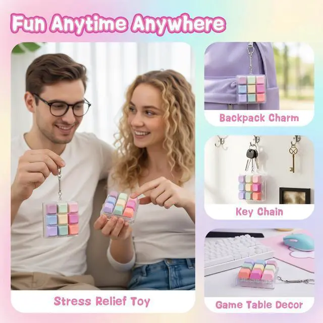 Alt view image 5 of 6 - Keyboard Fidget Toys for Adults, 9-in-1 Clicker Fidget Keychain