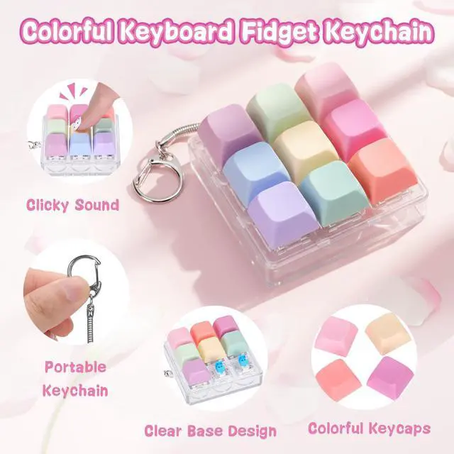 Alt view image 3 of 6 - Keyboard Fidget Toys for Adults, 9-in-1 Clicker Fidget Keychain