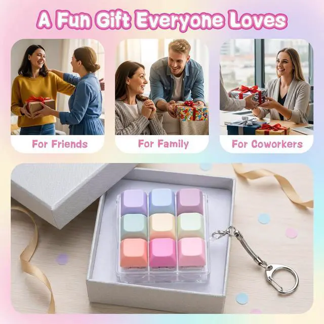 Alt view image 6 of 6 - Keyboard Fidget Toys for Adults, 9-in-1 Clicker Fidget Keychain
