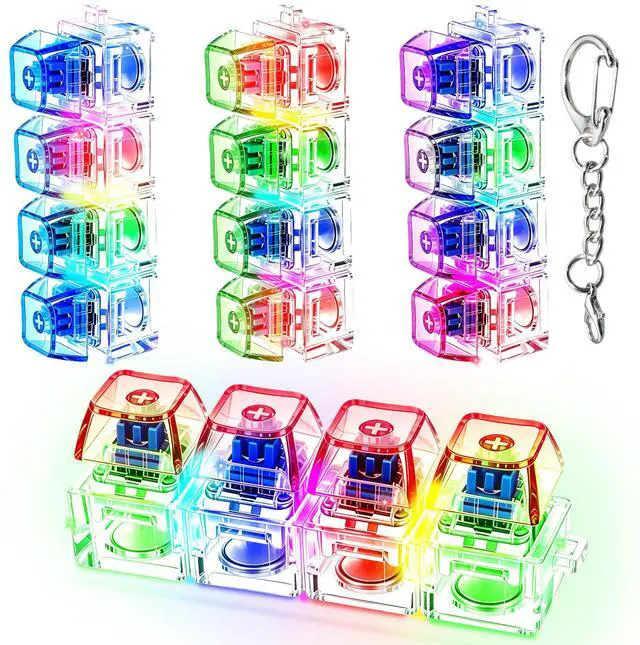 Main image of 4 Pcs Keyboard Fidget Toy, Keyboard Fidget with LED Light Keyboard Keychain, Light up Fidget Clicker for Stress Relief ADHD Anxiety Gifts for Adults (Multicolor)