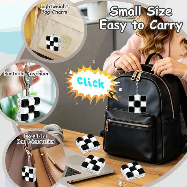 Alt view image 5 of 7 - LED Light Keyboard Fidget Toy for Adults Kids, Glow Keyboard Fidget Keychain 9 in 1 Stress Relief Keyboard Decompression Button Finger Clicker Toys, Button Fidget Gifts to Relief Stress(Black White)