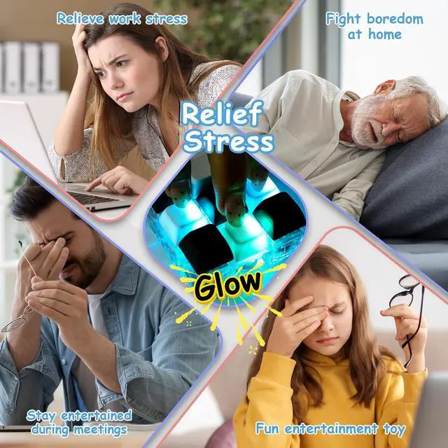 Alt view image 7 of 7 - LED Light Keyboard Fidget Toy for Adults Kids, Glow Keyboard Fidget Keychain 9 in 1 Stress Relief Keyboard Decompression Button Finger Clicker Toys, Button Fidget Gifts to Relief Stress(Black White)