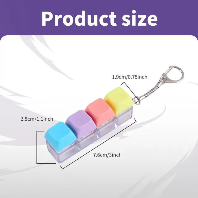 Alt view image 2 of 7 - Keyboard Fidget Toy, Fidget Keyboard Clicker,Keyboard Keychain of 4 Colors Decompression Keycap Button Stress Relief Gifts for Adult