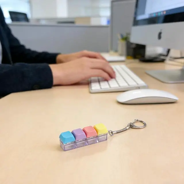 Alt view image 5 of 7 - Keyboard Fidget Toy, Fidget Keyboard Clicker,Keyboard Keychain of 4 Colors Decompression Keycap Button Stress Relief Gifts for Adult