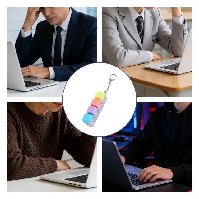 Alt view image 7 of 7 - Keyboard Fidget Toy, Fidget Keyboard Clicker,Keyboard Keychain of 4 Colors Decompression Keycap Button Stress Relief Gifts for Adult