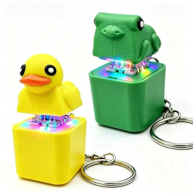Main image of Frog Croaking Fidget Toy,Quacking Duck Stress Reliever Keychain with Colorful Lights,Rechargeable Keyboard Clicker,Stress Reliever for Anxiety and Sensory Fun(2PCS)