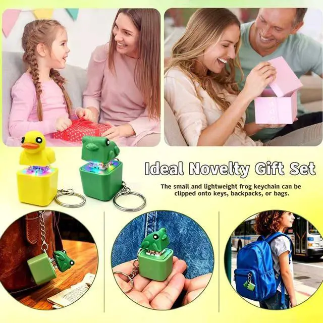 Alt view image 7 of 7 - Frog Croaking Fidget Toy,Quacking Duck Stress Reliever Keychain with Colorful Lights,Rechargeable Keyboard Clicker,Stress Reliever for Anxiety and Sensory Fun(2PCS)