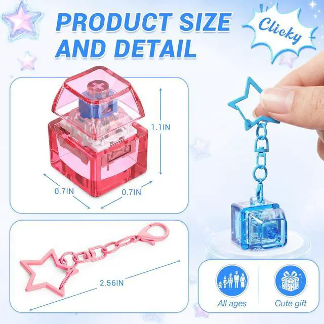 Alt view image 3 of 7 - Clicky Keyboard Fidget Single Styles Clicker Fidget Keychain Portable Decompression Button Keyboard Stress Relief Gift for Party Favors Adult Office Cowoker (1 Keycap,Colorful)