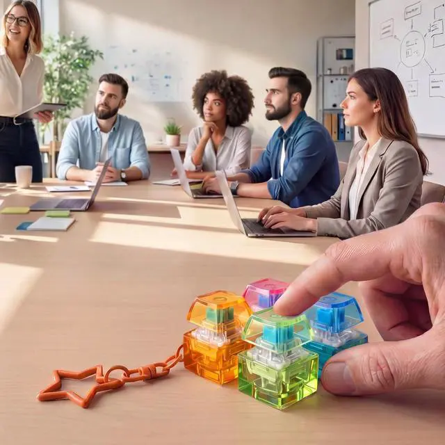 Alt view image 6 of 7 - Clicky Keyboard Fidget Single Styles Clicker Fidget Keychain Portable Decompression Button Keyboard Stress Relief Gift for Party Favors Adult Office Cowoker (1 Keycap,Colorful)