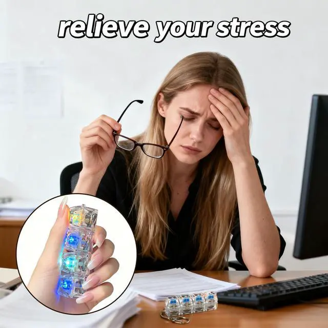 Alt view image 4 of 6 - Keyboard Fidget Toys, LED Light Up Clicky Mechanical Keychain Stress Relief