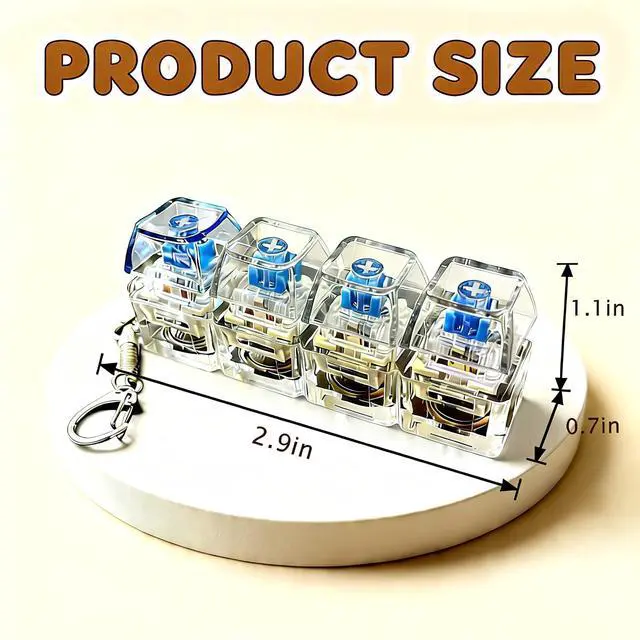 Alt view image 6 of 6 - Keyboard Fidget Toys, LED Light Up Clicky Mechanical Keychain Stress Relief