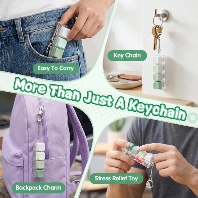 Alt view image 5 of 6 - Keyboard Fidget Toy, 4-in-1 Mechanical Clicker Keychain with LED