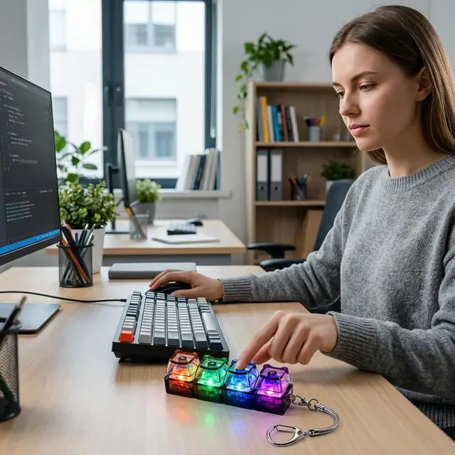 Alt view image 4 of 7 - Keyboard Fidget Toy for Adults, 4-in-1 Stress Relief Clicker Toy, Keyboard Button Finger Clicker for Anxiety Relief, Sensory Decompression Toy for Adults