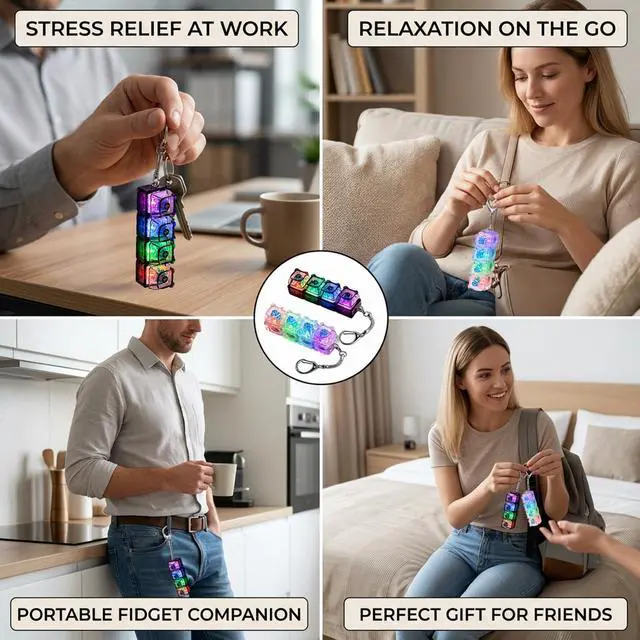 Alt view image 7 of 7 - Keyboard Fidget Toy for Adults, 4-in-1 Stress Relief Clicker Toy, Keyboard Button Finger Clicker for Anxiety Relief, Sensory Decompression Toy for Adults