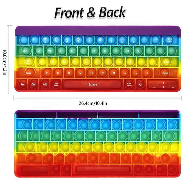 Alt view image 4 of 7 - Push Pops Bubble Fidget Sensory Toys Rainbow Popping Silicone Game Toy Anxiety & Stress Reliever Autism Toy for Kids and Adults Anxiety ADHD ADD Autism (Keyboard)